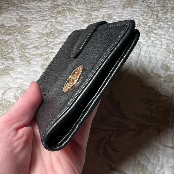 Michael Kors Black Leather Wallet Passport Holder Minimalist Quiet Luxury Travel - Picture 8 of 10